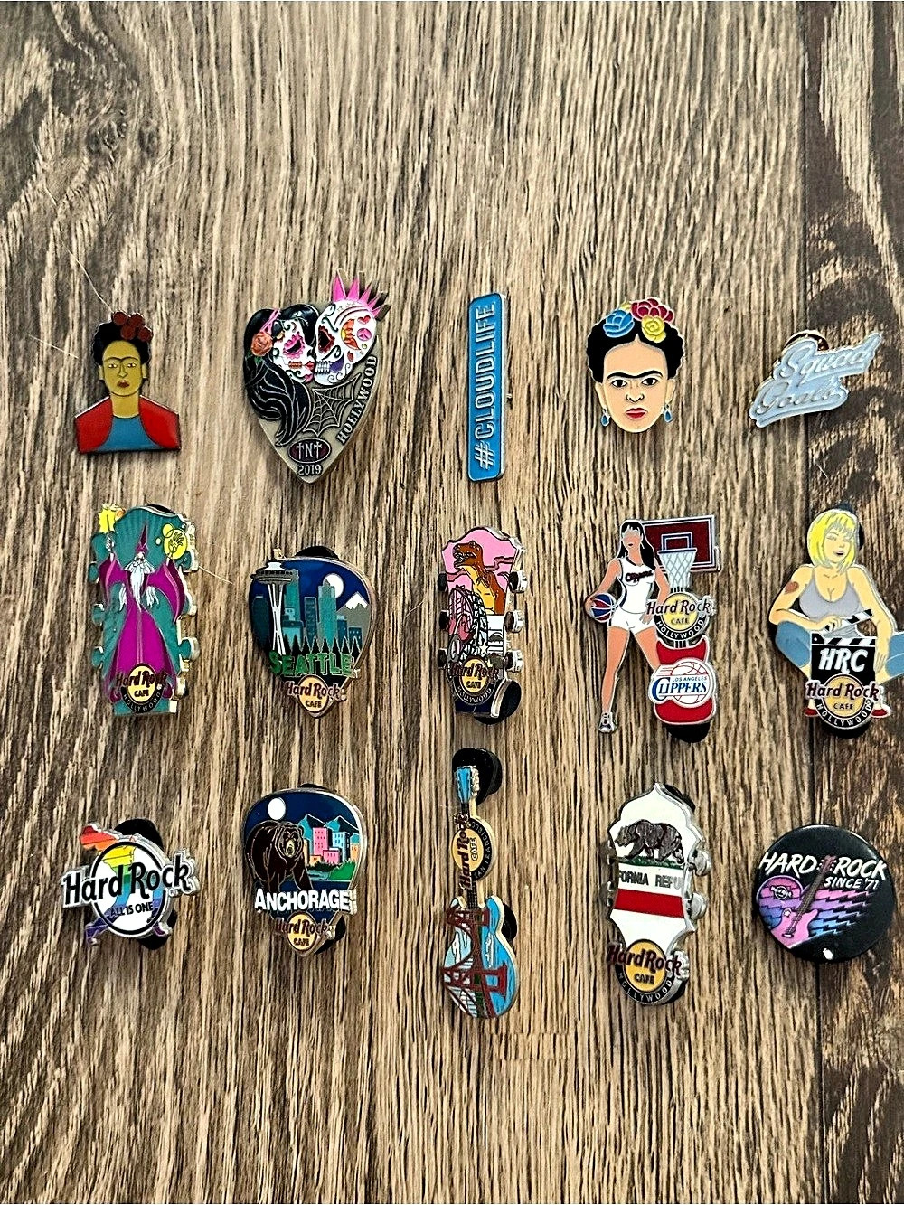 Hard Rock Cafe Multicolor Pin Collection on Lanyard